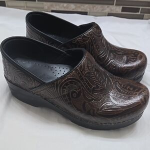 Dansko Brown Embossed Clogs